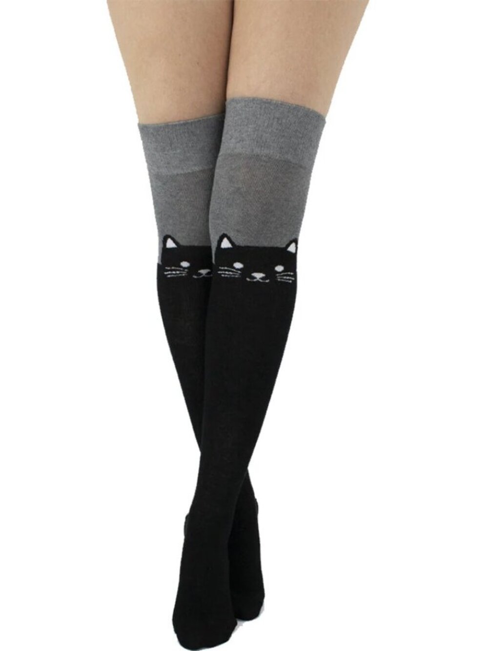 Black Gray Cat Women's Socks